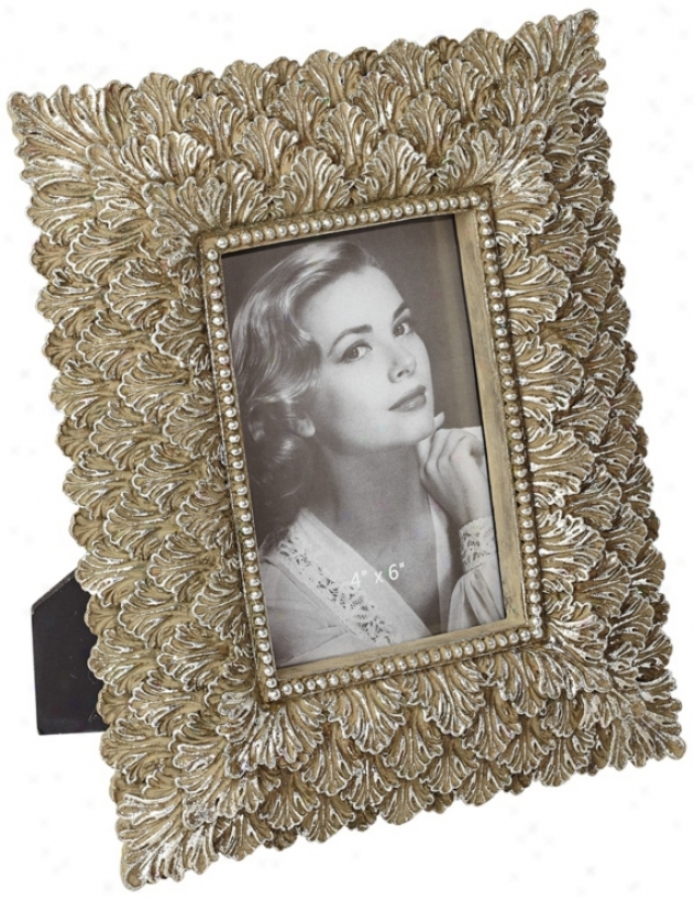 Bronze And Silver Leaf Rectangular 4x6 Picture Frame (v3339)