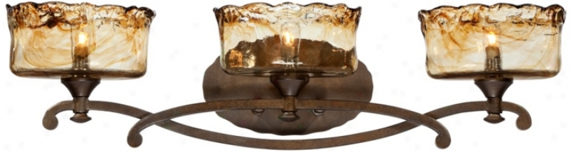 Bronze Art Gllass 3-light 28 1/2" Wide Bath Light Fixture (u5599)