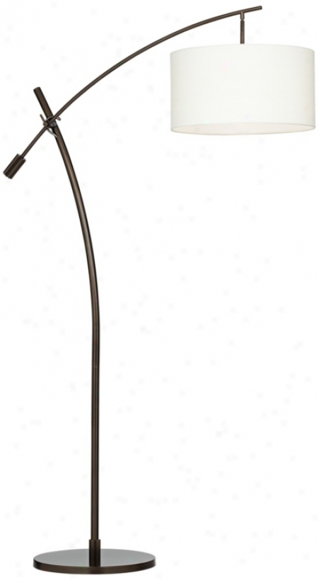 Brozne Boom Arc Floor Lamp Attending Linen Shade (v2695)