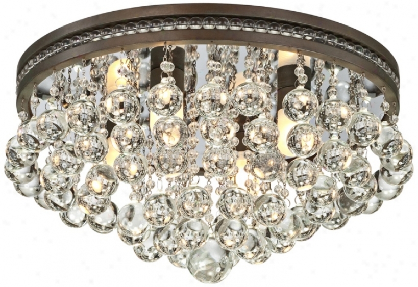 Bronze Crystal Droplets 16" Wide Flushmount Ceiling Light (u2504)