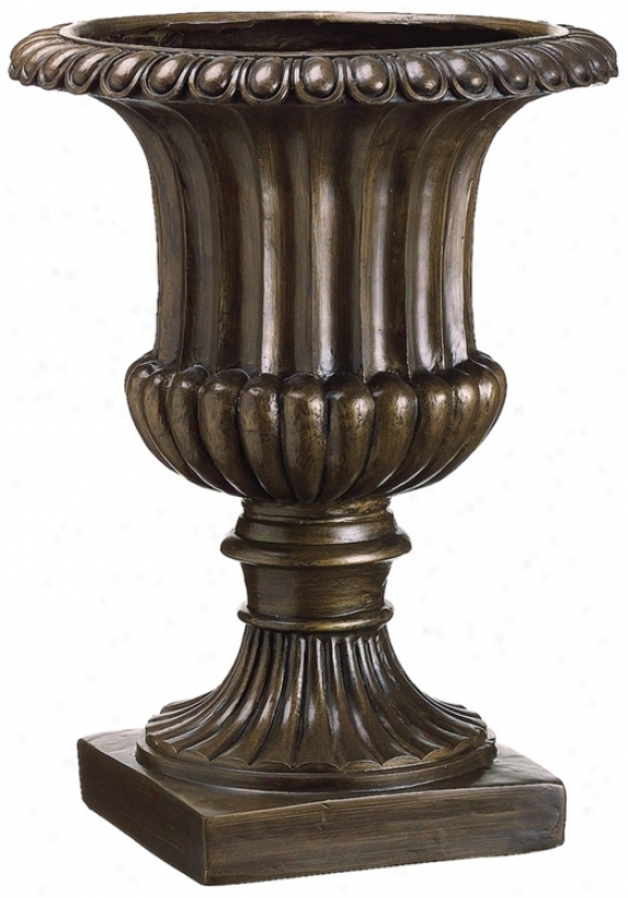 Bronze Fibe5glass Grooved Urn (n5698)