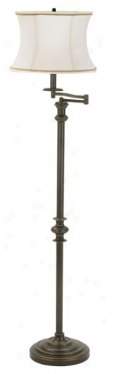 Bronze Finish Swingarm Silk Drum Shade Floorr Lamp (12921)