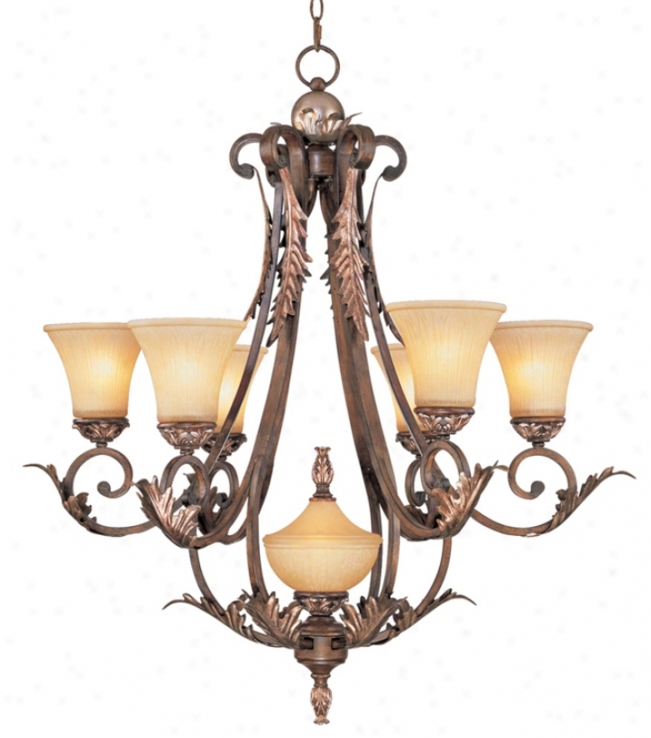 Bronze Gold Finish Acanthus Lsaf Seven Light Chandelier (07896)