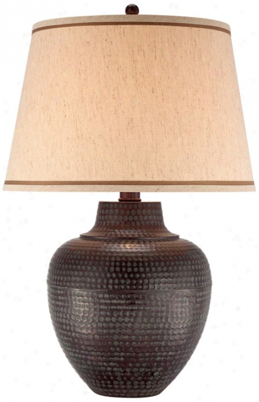 Bronze Hammered Metal Pot Table Lamp (t8750)