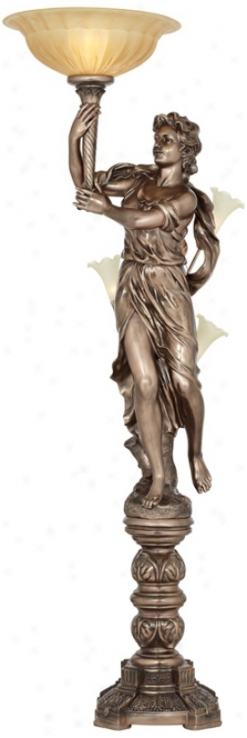 Bronze Maiden Statue Torchiere Floor Lamp (10590)