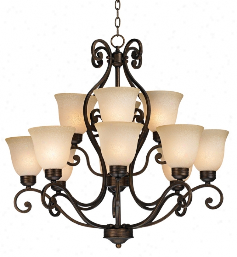 Bronze Over Iron Twelve Light Chandelier (77320)