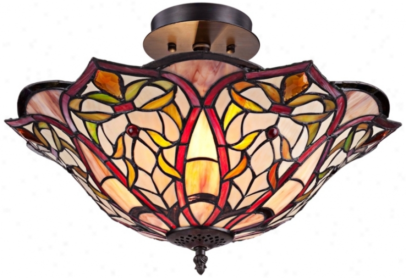 Bronze Petals 18" Wide Tiffany Style Glass Ceiling Gossamery (x0125)