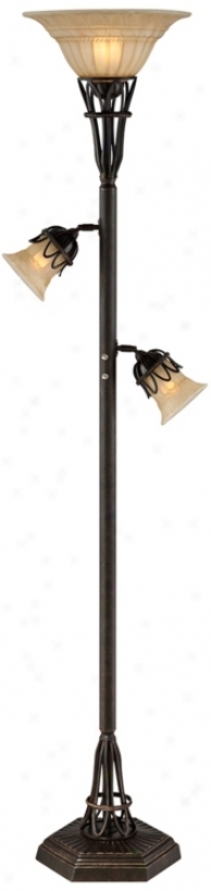 Bronze Scrollwor 3-in-1&#8482; Torchiere Floor Lamp (u0545)