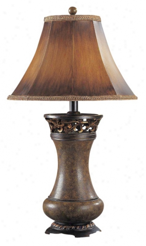 Brown Leather Panel Shade Table Lamp (h1284)