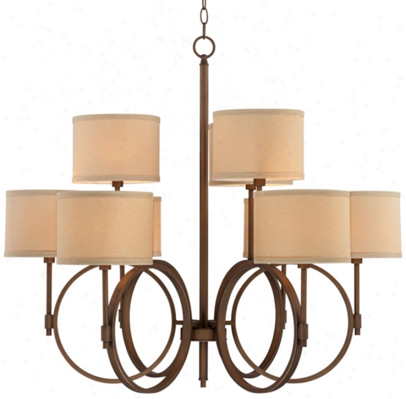 Brushed Bronze Linen Shade 33 3/4" Wide 9-light Chandelier (t8869)