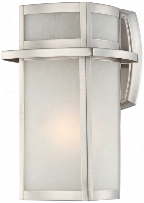 Brushed Nickel Frosted Glass 11 1/4" High Outdoor Wall Light (u1390)