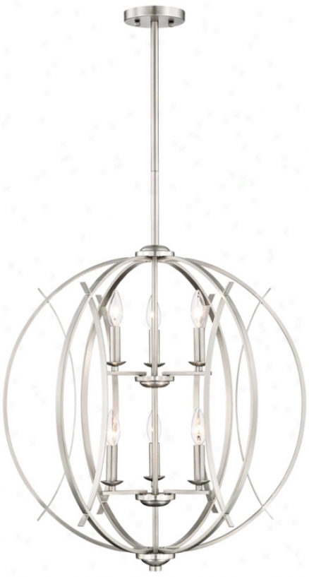 Brushed Nickel Spherical 24" Wide 6-light Pendant Light (t6704)