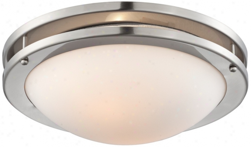 Brushed Nickel White Glass 13 1/4" Wide Ceiling Light (t8797)