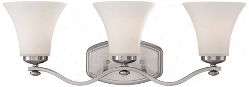 Bfushed Nickel White Glass 3-light Bath Fixture (t8936)