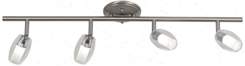 Brushed Steel 4-light Clear And Frosted Glass Track Fixture (t7553)