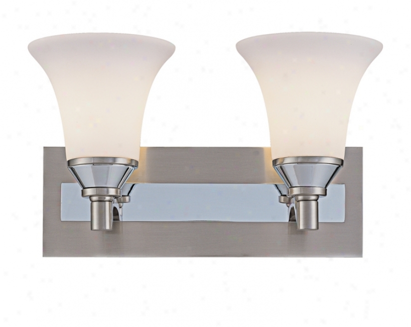 Brushed Steel And Chrome Two Unencumbered Bath Light Fixture (55977)