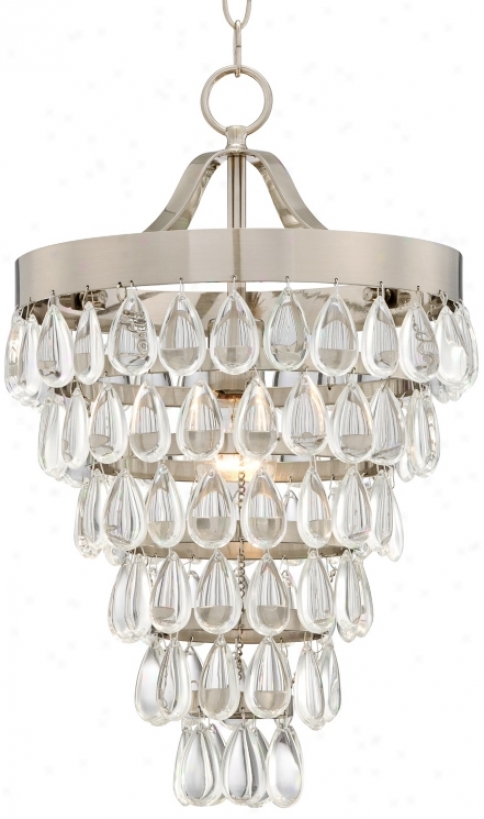 Brushed Steel And Crystal 12 1/2" Wide Pendant Light (v7398)