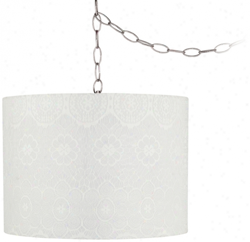 Brusshed Steel White Lace Plug-in Swag Chandelier (w2813-v6853)