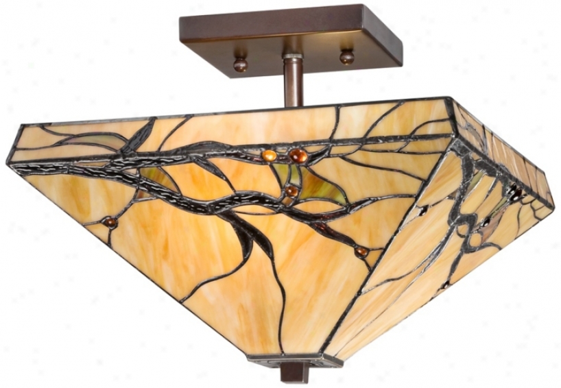 Budding Branch 14" Wude Tiffany Style Ceiling Light (w2548)