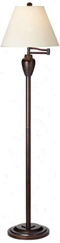 Bullock Brown Hammered Swing Arm Floor Lamp (v6337)