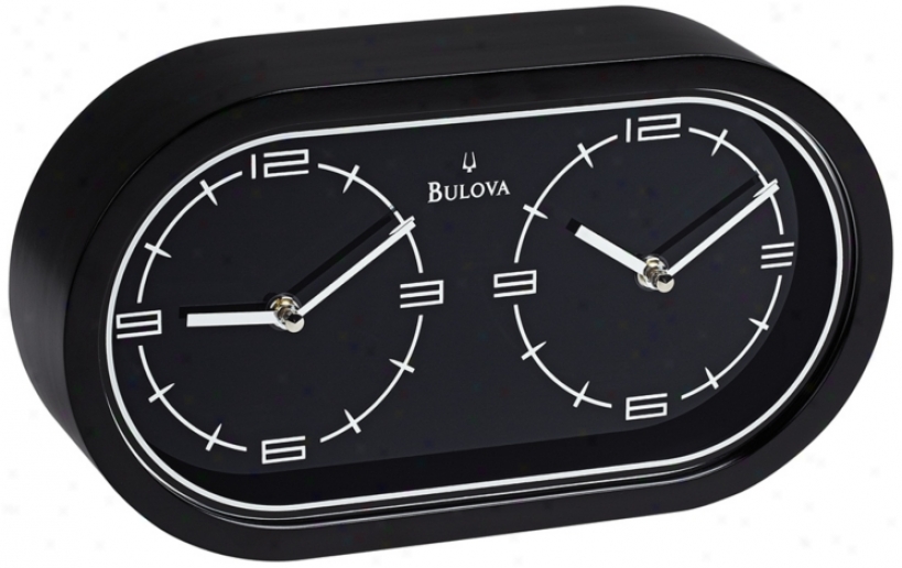 Bulova Black Wood Dual Time Clock (w1755)