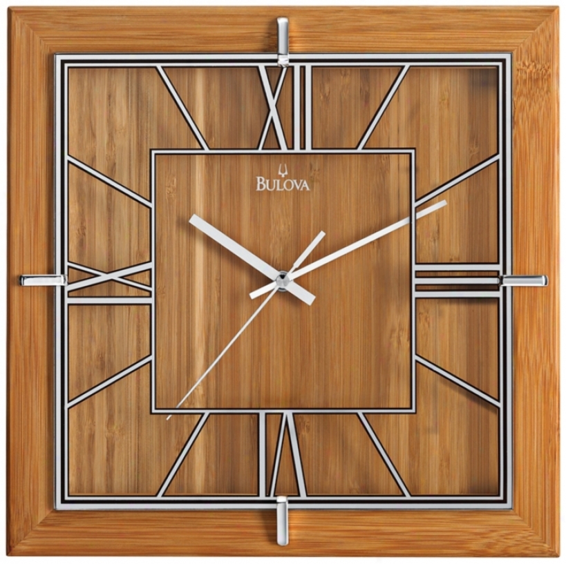 Bulova Studio 12" Square Bamboo Wall Clock (v7801)