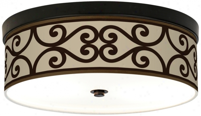 Cambria Scroll Giclee Energy Efficient Bronze Ceiling Light (h8795p2016)