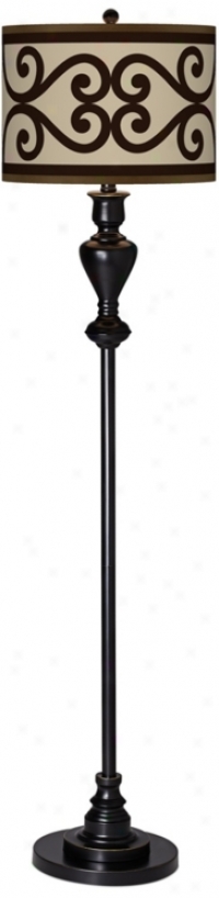 Cambrai Scroll Giclee Glow Black Bronze Floor Lamp (w9956-x2892)