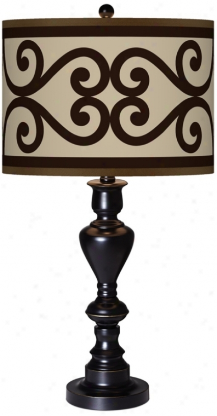 Cambria Scroll Giclee Glow Black Bronze Table Lamp (x0022-x2946)