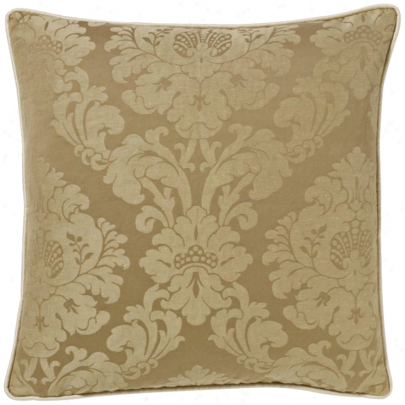 Camel Rosette Damask 18" Square Pillow (g2966)