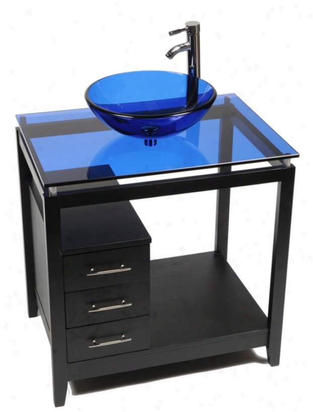 Cappuccino Cobal Blu3 Glass Top Contemporary Vanity (r9077)