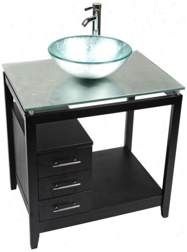 Cappuccino Silver Foil Glass Top Contemporary Vanity (r9094)