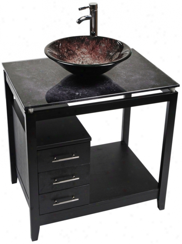 Cappuccino Volcano Glass Top Contemporary Vanity (r9105)