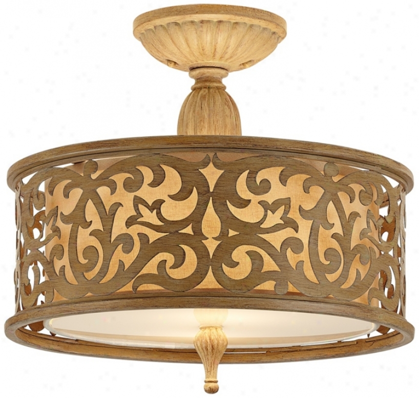 Carabel Brushed Champagne 14 3/4" Semi-flush Ceiling Light (u8915)