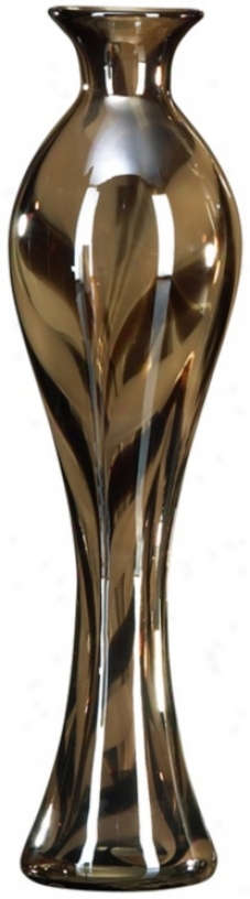 Caramel Swirl 15 1/2" High Art Glass Vase (j0408)