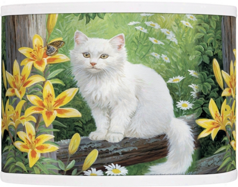 Cat And Butterfly Giclee Lamp Shade 13.5x13.5x1O (spider) (37869-f0950)