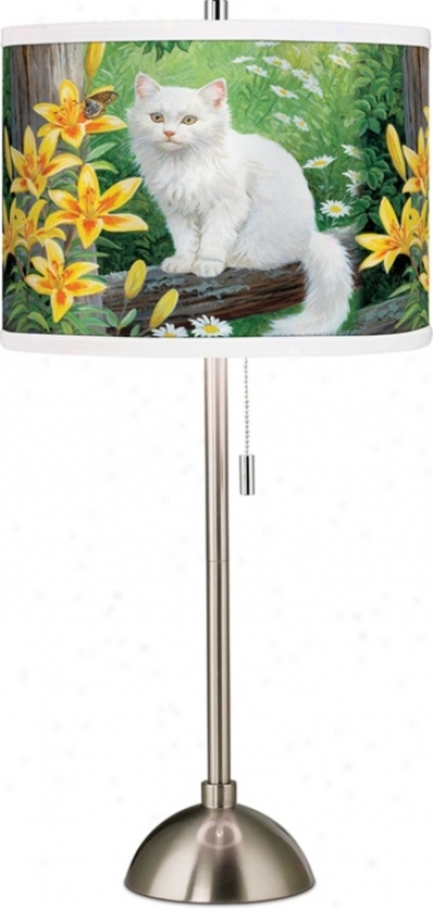 Cat And Butterfly Giclee Table Lamp (60757-f0929)