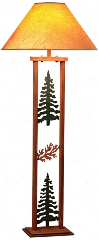 Cedar Ridge Pine Tree And Cedar Rectangular Cover with a ~ Lamp (h3818)