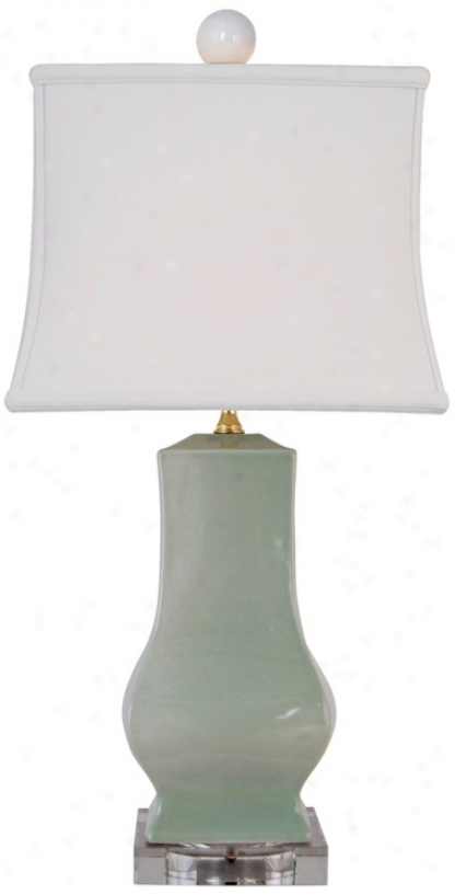 Celadon Crackle Square Urn Porcelai Table Lamp (n2132)