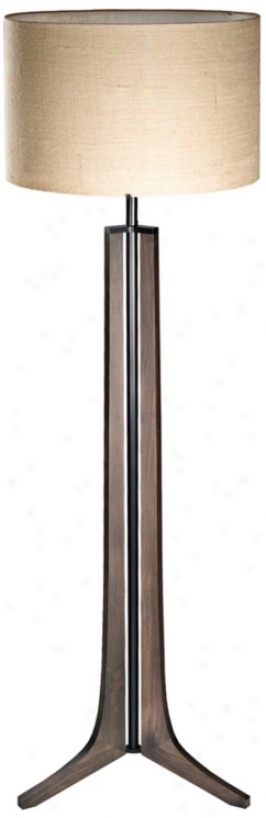 Cerno Forma Oiled Walnut Led Floor Lamp With Burlap Shade (x6768)