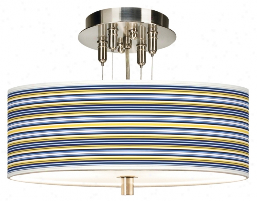 Charleston Stripes Giclee 14" Wide Ceiling Light (55369-k5901)