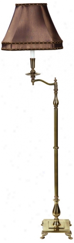 Chatlotte Iv Khaki And Antique Brass Swingarm Floor Lamp (h0283)