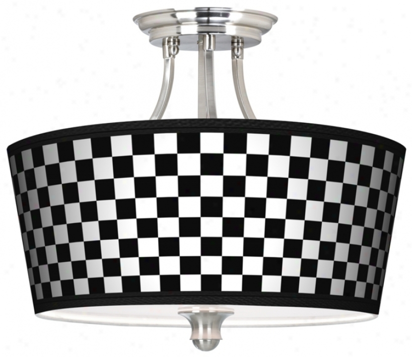 Checkered Black Tapered Drum Gicles Ceiling Light (m1074-m2990)