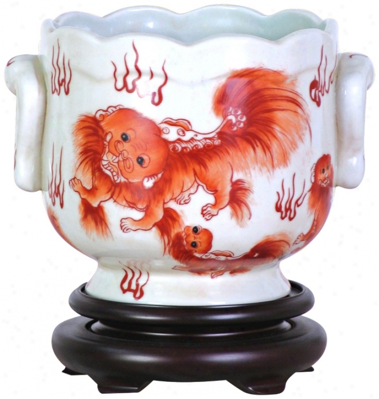 Chinese Dragon Porcelain Cachepot (v2652)