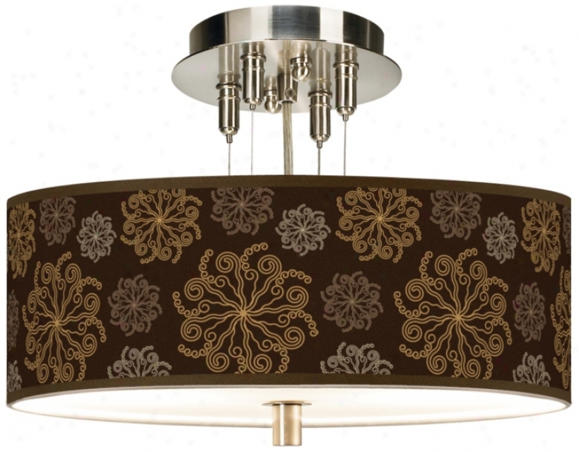 Chocolate Blossom Giclee 14" Wide Semi-flush Ceiling Light (55369-u1640)