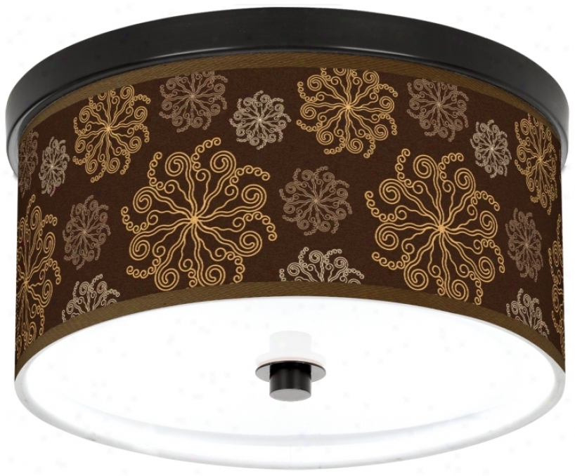 Chocolate Blossom Linen 10 1/4" Wife Cfl Ceiling Light (k2833-u1662)