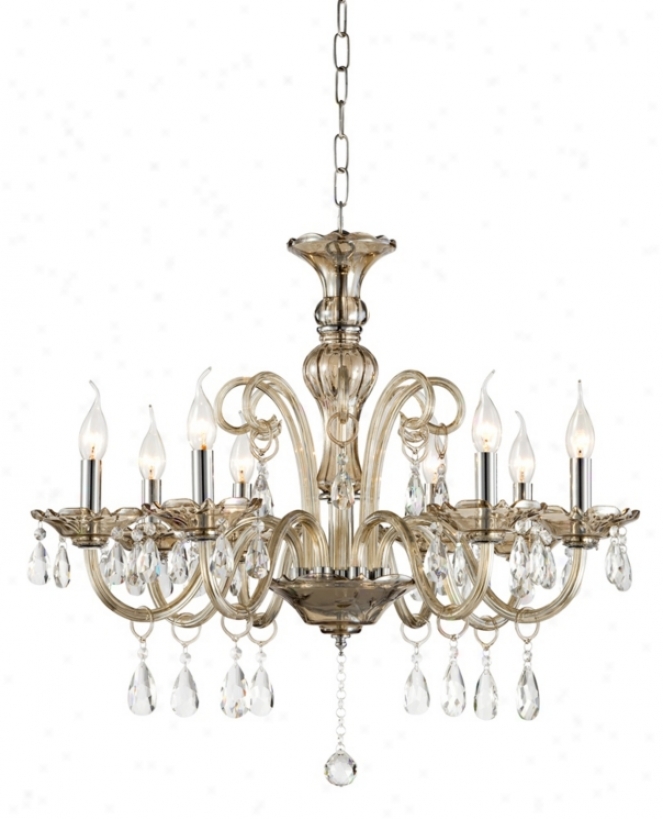 Chrome 29 1/2" Cognac Glass Chandelier (v9010)