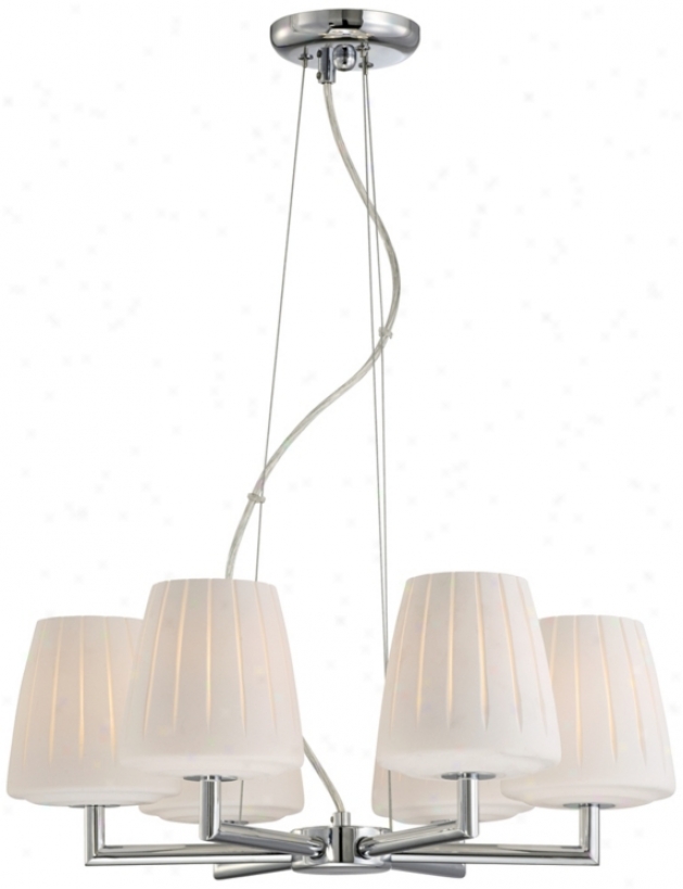 Chrome And Opal Glass 6-light Chandelier (r4651)