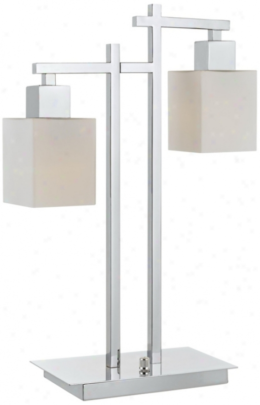 Chrome Finish Double Glass Shade Desk Lamp (t8645)