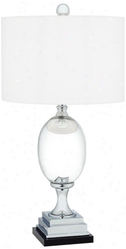 Chrome Finish Egg On Pedestal Table Lamp (r2686)